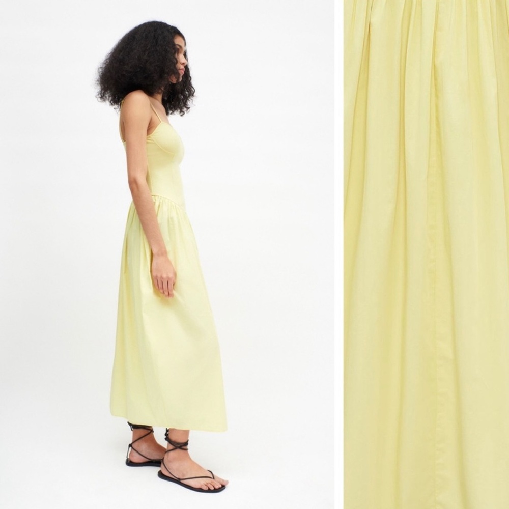 Zara Combination Poplin Corset Maxi Dress Yellow Size S - Picture 3 of 7